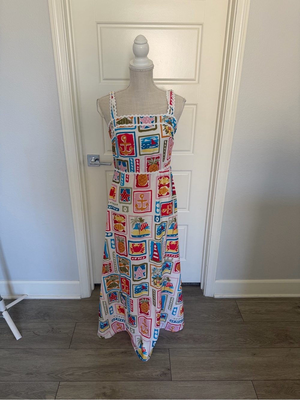 Sundress - White with Multicolor Motifs